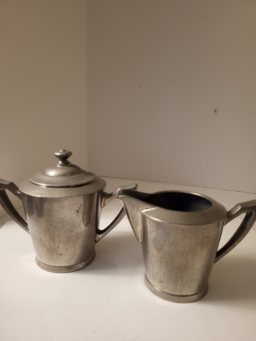 1930s Art Deco M Fred Hirsch Co. Silverplate Sugar and Creamer Set #1704